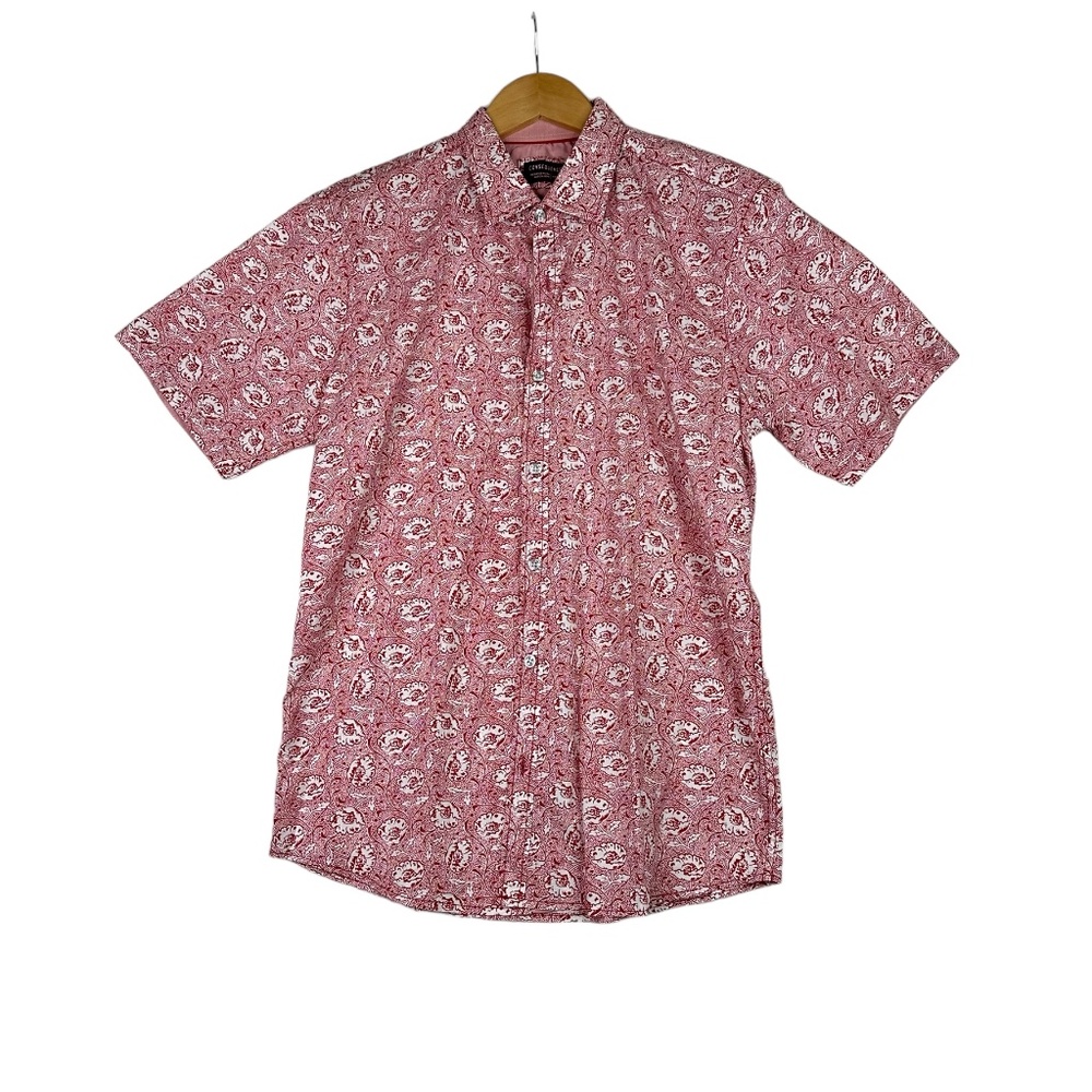 Consequence Men's Red Floral‎ Short Sleeve Button Up Shirt Size Medium